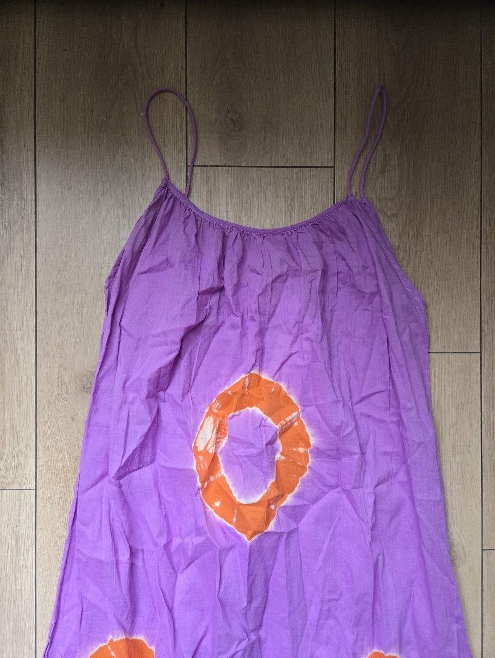 NWT Natura Purple Dress With Orange Tie-dye Circles Size M - Picture 3 of 7
